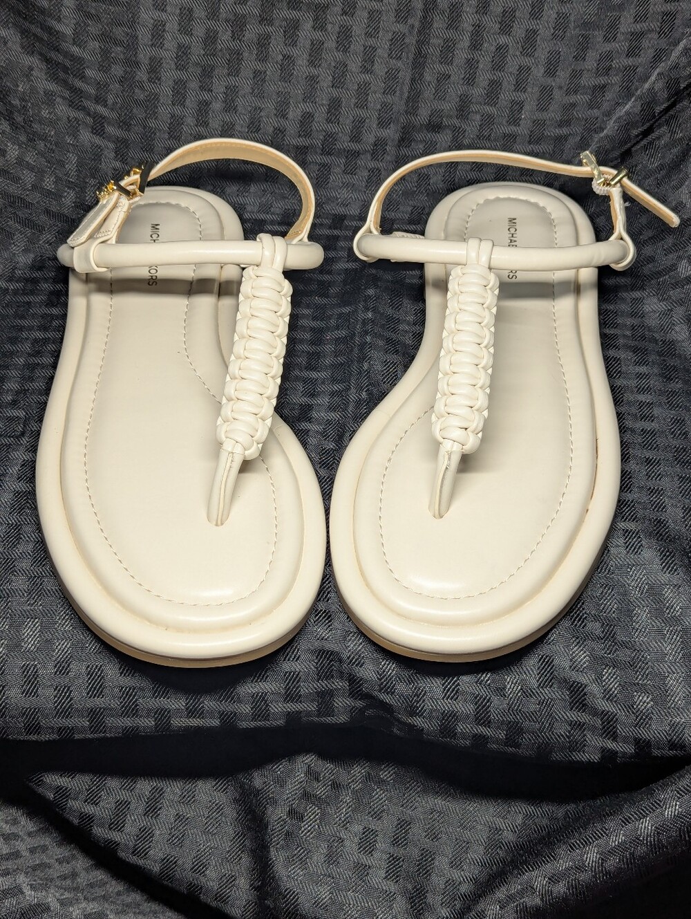 Cream & Gold Michael Kors Audrina Thong Sandals.
